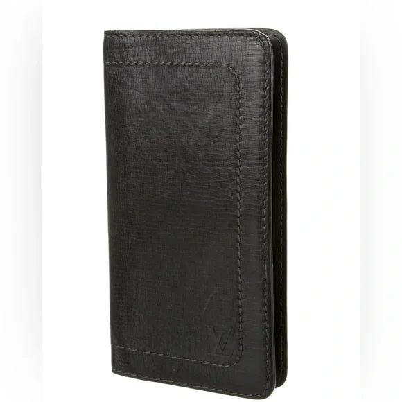 Louis Vuitton Porte Valeurs Cartes Brazza Black Pebbled Leather Wallet - Picture 7 of 11